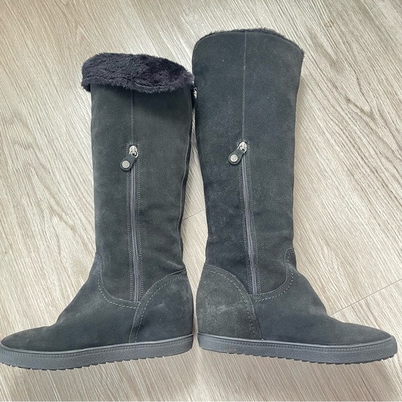 GEOX RESPIRA OVER THE KNEE TALL BLACK SUEDE BOOTS SIZE 9 - Picture 6 of 16